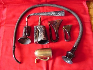 Collection of 7 antique ear trumpets