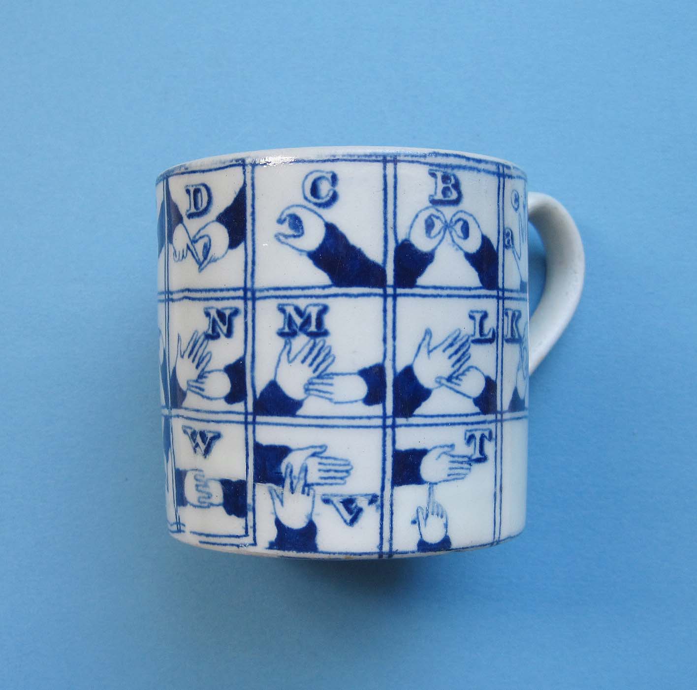C1830 Staffordshire Child’s Sign-Language Mug Deaf&Dumb1 C1830 Staffordshire Child’s Sign-Language Mug