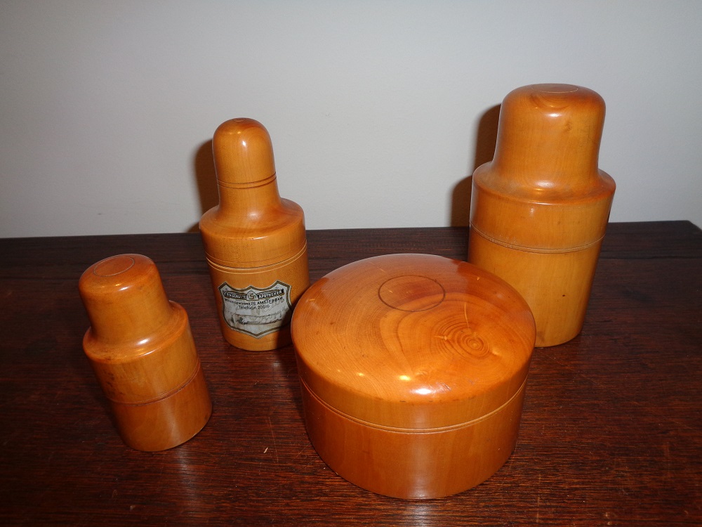 3 Boxwood bottle holders and 1 boxwood receptacl DSC00002 3 Boxwood bottle holders and 1 boxwood receptacl