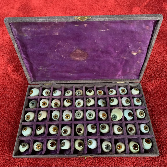Antique Italian set of prosthetic artificial eyes, form Naples