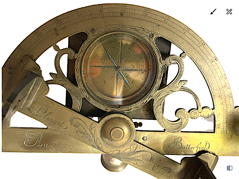 Charming Surveying Graphometer Clerget Au Butterfield Paris C 1750