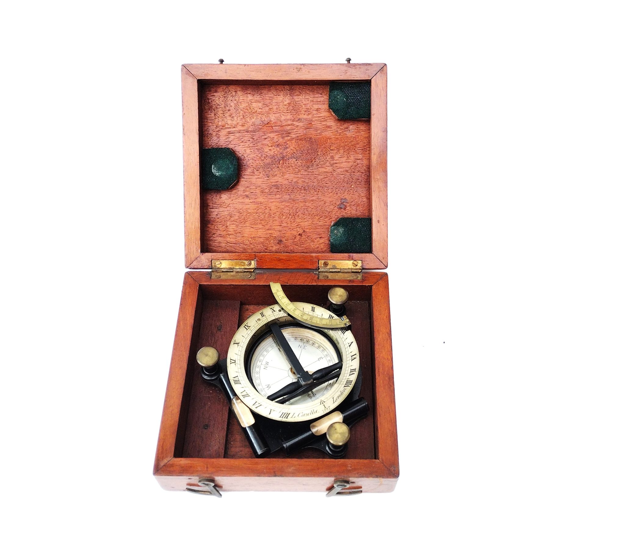 SOLD – An Equinoctial Compass Sundial by Casella in case. IMG_20260329_142943297 SOLD – An Equinoctial Compass Sundial by Casella in case.